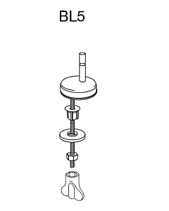 Pressalit Universal hinge BL5999 stainless steel, for WC seat Raja, with lift-off, assembly from below