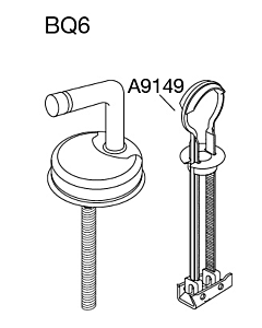 Pressalit universal hinge BQ6P999 stainless steel, for WC seat Objecta D , with tilt anchor, assembly from above