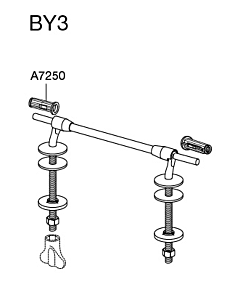 Pressalit special hinge BY3999 stainless steel, for WC Projecta seat, fixed, assembly from below