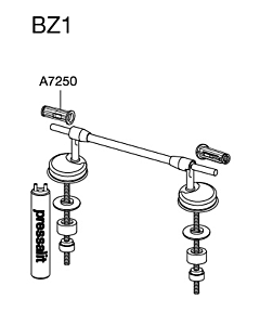Pressalit special hinge BZ1999 stainless steel, for WC seat Projecta Plus, universal , assembly from below