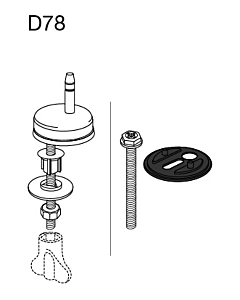 Pressalit Universal - Flex hinge D78999 stainless steel, for WC seat Delight , with lift-off, assembly from above and below