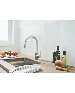 Grohe Feel mitigeur de cuisine 31486DC1 supersteel, bec haut, avec double douchette de rinçage