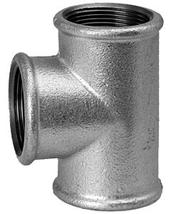 Hermann Schmidt Temperguss 130 T-Stück 13130040 DN 40, 1 1/2", egal, IG/IG/IG, verzinkt