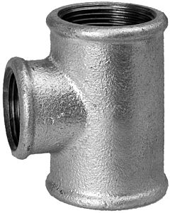 Hermann Schmidt Temperguss T-Stück 2" x 1" reduziert, Innengewinde, verzinkt