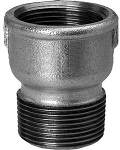 Hermann Schmidt Temperguss Muffe 3/4" x 1/2" reduziert, Innengewinde/Aussengewinde, verzinkt