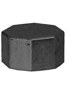 Hermann Schmidt Temperguss 300 Kappe 14300040 DN 40, 1 1/2", kantig, schwarz