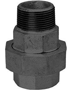 Hermann Schmidt Temperguss 331 Verschraubung 14331025 DN 25, 1", flach dichtend, IG/AG, schwarz