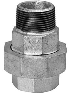Hermann Schmidt Temperguss screw connection DN 50, 2&quot; conical sealing, internal thread/external thread, galvanized