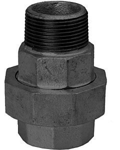 Raccord vissé Hermann Schmidt Temperguss DN 10, 3/8&quot; noir, joint conique, filetage intérieur/filetage extérieur