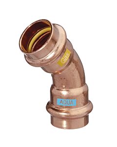 HS AQUAGAS V-bend 18 x 18 mm 452301818 Copper, 45 degrees, female thread/female thread, Press Copper, Fitting for gas and water