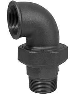 Raccord coudé Hermann Schmidt Temperguss DN 25, 2000 &quot;à étanchéité conique, filetage intérieur/filetage extérieur, noir