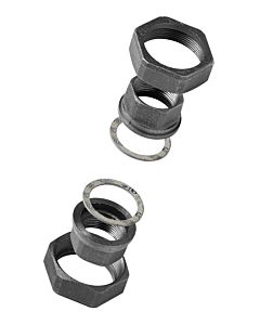 Hermann Schmidt Temperguss Pumpenverschraubungsset 14372378 DN 25, 1", 2 Sets, schwarz