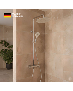 Système de douche CARLDIX avec thermostat 71000100-00, montage en surface, kit complet, douche de pluie 300 mm, chromé