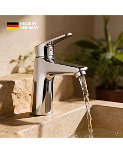 Mitigeur de lavabo CARLDIX 02000012-00, saillie de 125 mm, avec bonde, chromé