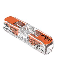 Connecteur traversant WAGO 221-2411 avec leviers pour tous types de conducteurs ; max. 4 mm² ; 2 conducteurs