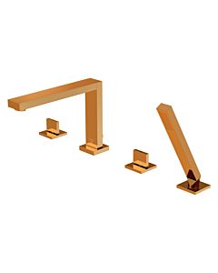 Steinberg Serie 160 4-hole bath mixer 1602402RG projection 210 mm, with diverter and extendable hand shower, rose gold