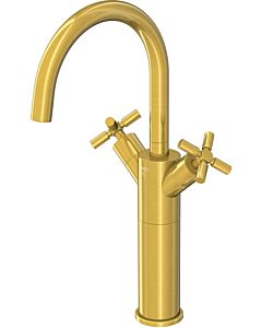 Steinberg Serie 250 Waschtisch-Zweigriffarmatur 2501550BG Höhe 362mm, mit schwenkbarem Auslauf, Ablaufgarnitur, Brushed Gold
