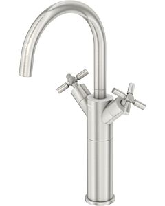 Steinberg Serie 250 Waschtisch-Zweigriffarmatur 2501550BN Höhe 362mm, mit schwenkbarem Auslauf, Ablaufgarnitur, Brushed Nickel