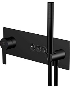 Steinberg Serie 390 Sensual Rain finishing set 39022322S concealed single lever mixer, 3/4&quot;, square cover plate, for 3 Verbraucher , matt black