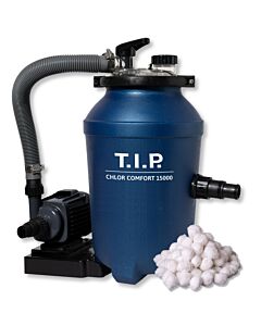 TIP Kit de filtres Pool 2 en 1 et distributeur de chlore - Piscine de 15 m³, 4 000 l/h, avec billes filtrantes, ChlorComfort 15000, 30302