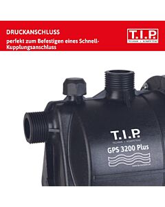 T.I.P. Gartenpumpe mit Bewässerungsset - 3.200 l/h, 42 m Förderhöhe, inkl. 20 m Schlauch, Saugschlauch, GPS 3200 Plus 30172