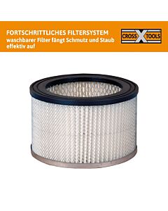 Cartouche filtrante CROSS TOOLS - pour aspirateur à cendres sèches et humides NTAS 1200, métal, 68520