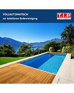 T.I.P. Akku Pool-Roboter - 80 m² Becken, 4.600 l/h, 80 min Laufzeit,  Jet-Düsensystem, R8 AKKU, 30469