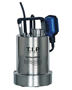T.I.P. Pool Drainagetauchpumpe - Edelstahl, 6.000 l/h, Flachabsaugend,  6 m Förderhöhe, Rückschlagventil, FlatOne 6000 IX 30440