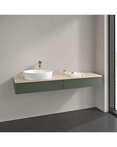 Villeroy &amp; Boch Antao vanity unit K15113HL 160x19x50cm, washbasin top color botticino, leaf green matt lacquer
