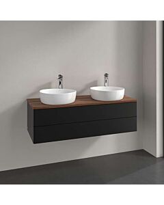 Villeroy &amp; Boch Antao vanity unit K24012PD 120x36x50cm, washbasin top color warm walnut, black matt lacquer