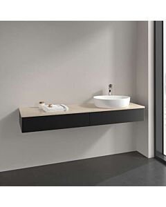 Meuble vasque Villeroy &amp; Boch Antao K16013PD 160 x 19 x 50 cm, plan vasque couleur Botticino, laque noire mate