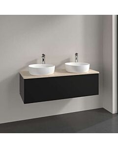 Meuble vasque Villeroy &amp; Boch Antao K35013PD 120 x 36 x 50 cm, plan vasque couleur Botticino, laque noire mate