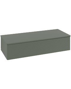 Buffet Villeroy &amp; Boch Antao L41100HL avec éclairage, 1 tiroir, 1200 x 268 x 500 mm, façade texturée, laque mate Vert Feuille / Laque mate Vert Feuille