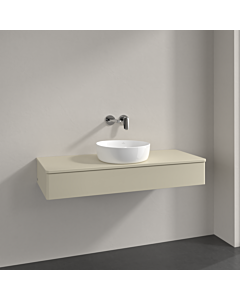 Villeroy und Boch Antao Waschtisch-Unterschrank K10050HJ 120x19x50cm, Hahnloch, Waschbeckenplattenfarbe Lack, silk grey matt lacquer