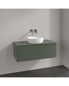 Villeroy und Boch Antao Waschtisch-Unterschrank L31110HL mit Beleuchtung, 1 Auszug, 1000 x 360 x 500 mm, Front mit Struktur, Leaf Green Matt Lacquer / Leaf Green Matt Lacquer