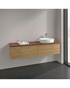 Villeroy und Boch Antao Waschtisch-Unterschrank K27152HN 160x36x50cm, Hahnloch, Waschbeckenplattenfarbe warm walnut, honey oak