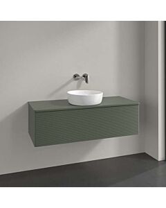 Villeroy &amp; Boch Antao vanity unit K32150HL 120x36x50cm, tap hole, washbasin top color: leaf green matt lacquer
