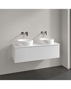 Villeroy und Boch Antao Waschtisch-Unterschrank L35150GF mit Beleuchtung, 1 Auszug, 1200 x 360 x 500 mm, Front mit Struktur, Glossy White Lacquer / Glossy White Lacquer