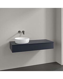 Villeroy und Boch Antao Waschtisch-Unterschrank K11050HG 120x19x50cm, Hahnloch, Waschbeckenplattenfarbe Lack, midnight blue matt lacquer
