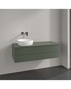 Villeroy &amp; Boch Antao vanity unit K22150HL 120x36x50cm, tap hole, washbasin top color: leaf green matt lacquer