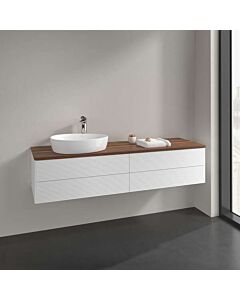 Villeroy &amp; Boch Antao vanity unit L26152MT with lighting, 4 drawers, 1600 x 360 x 500 mm, textured front, White Matt Lacquer / Warm Walnut