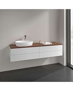 Villeroy &amp; Boch Antao vanity unit L26152GF with lighting, 4 drawers, 1600 x 360 x 500 mm, textured front, Glossy White Lacquer / Warm Walnut