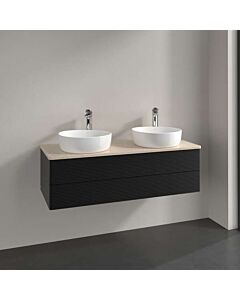 Meuble vasque Villeroy &amp; Boch Antao K24113PD 120 x 36 x 50 cm, plan vasque couleur Botticino, laque noire mate