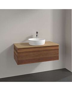 Villeroy und Boch Antao Waschtisch-Unterschrank L31111HM mit Beleuchtung mit Struktur, 100x36x50cm, Waschbeckenplattenfarbe honey oak, warm walnut