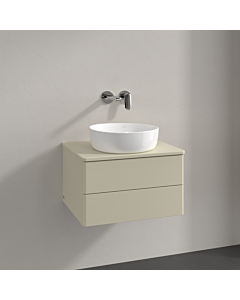 Meuble vasque Villeroy &amp; Boch Antao K18050HJ 60 x 36 x 50 cm, percé pour robinetterie, coloris du plan vasque : laque mate gris soie