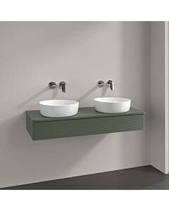 Villeroy und Boch Antao Waschtisch-Unterschrank K13150HL 120x19x50cm, Hahnloch, Waschbeckenplattenfarbe Lack, leaf green matt lacquer