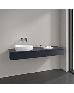 Villeroy und Boch Antao Waschtisch-Unterschrank L15150HG mit Beleuchtung, 2 Auszüge, 1600 x 190 x 500 mm, Front mit Struktur, Midnight Blue Matt Lacquer / Midnight Blue Matt Lacquer