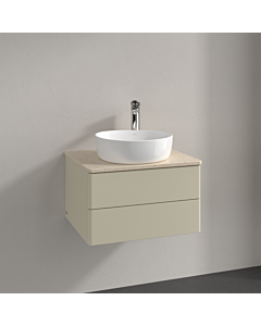Villeroy &amp; Boch Antao vanity unit L18053HJ 60x36x50cm, tap hole, washbasin top color botticino, silk grey matt lacquer