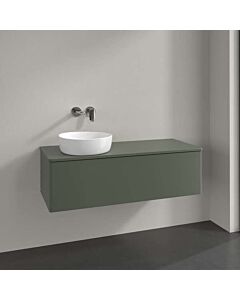 Villeroy &amp; Boch Antao vanity unit K33050HL 120x36x50cm, tap hole, washbasin top color: leaf green matt lacquer