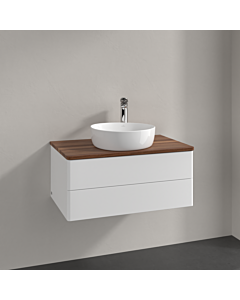 Villeroy &amp; Boch Antao vanity unit K19052MT 80x36x50cm, tap hole, washbasin top color warm walnut, white matt lacquer
